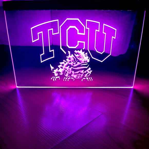TCU LED NEON PURPLE LIGHT SIGN 8x12 - Picture 1 of 3
